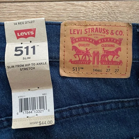 Levi’s 511 Slim Size 14 Reg Blue Jeans - Picture 10 of 11